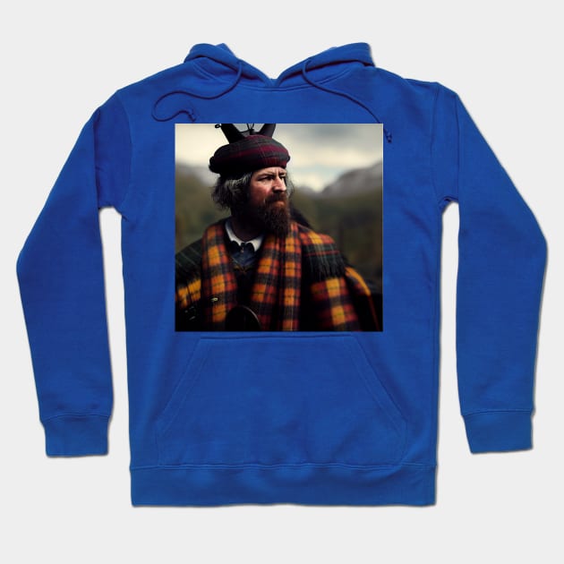 Scottish Highlander in Clan Tartan Hoodie by Grassroots Green